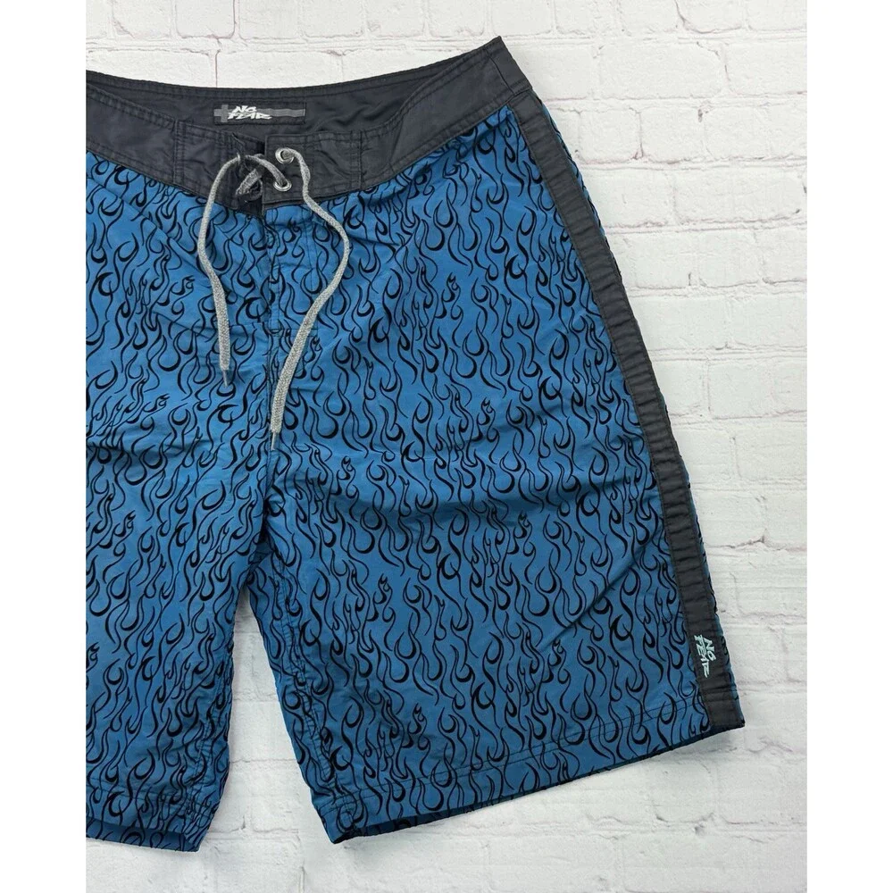 Vintage Y2K No Fear Flame Board Blue Shorts Pearlescent - Men’s Size 34